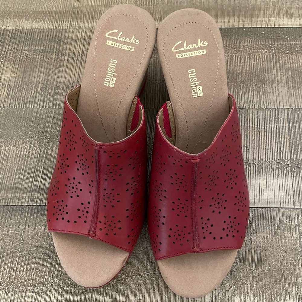 Clarks Helio Corridor Comfort Series Leather/ Cork Wedges Size 9
